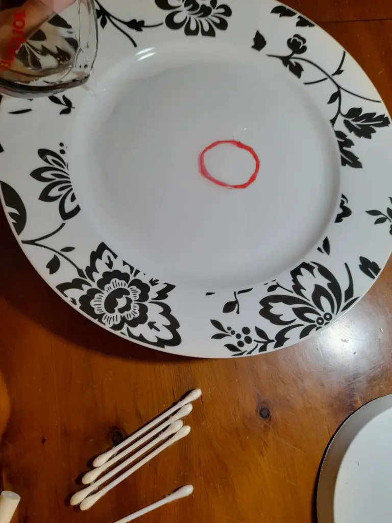 Pour water onto the plate