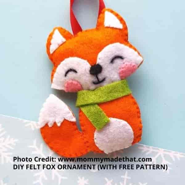 Photo of a completed felt fox ornament