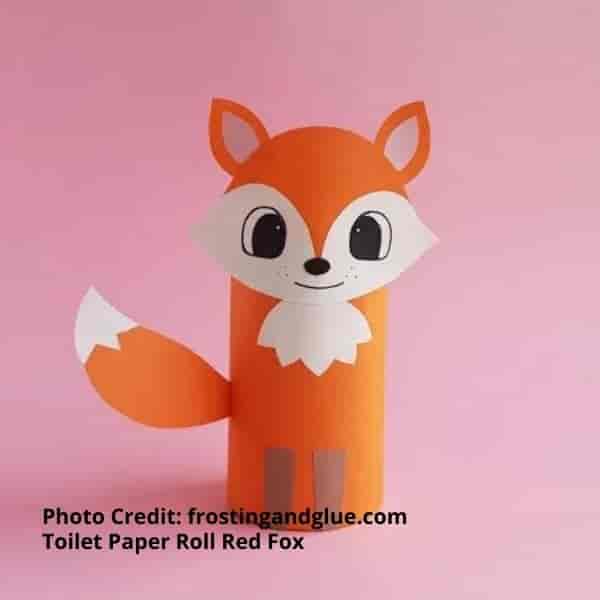 Picture of the completed toilet paper red fox craft Fun kids craft making a toilet paper roll red fox