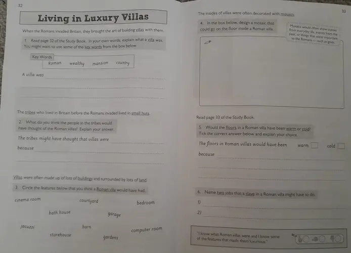 inside the CGP Discover and Learn Romans in Britain Activity Book