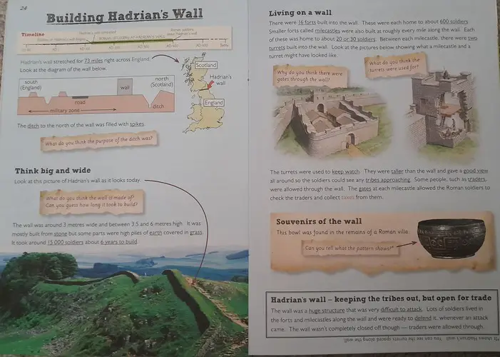 Inside view of the CGP Discover and Learn Romans in Britain Study Book