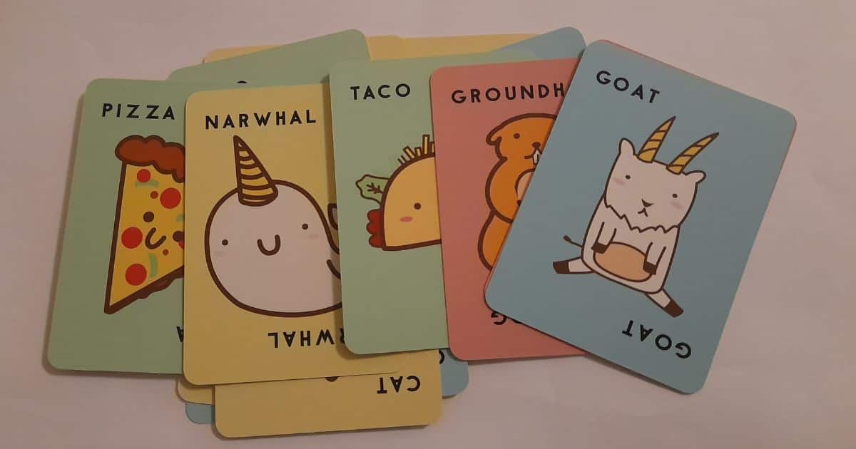Taco Cat Goat Cheese Pizza card game - photograph of some of the cards