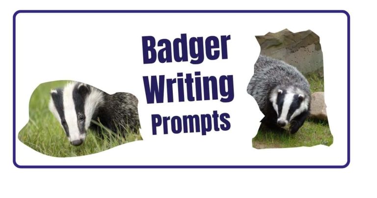 page title badger writing prompts with pictures of badgers