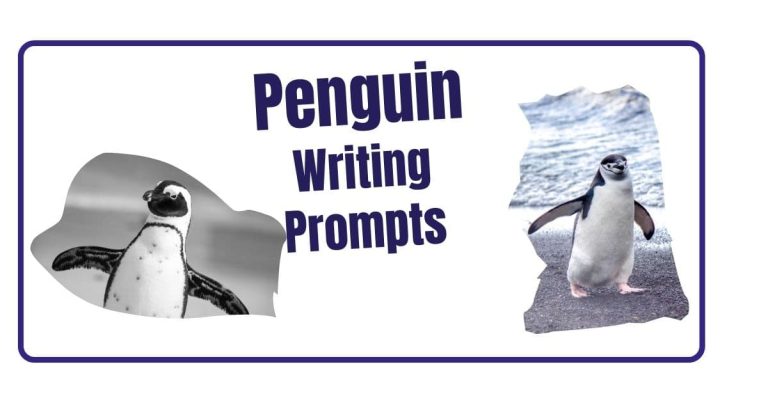 featured image of penguins for a post on Penguin writing prompts