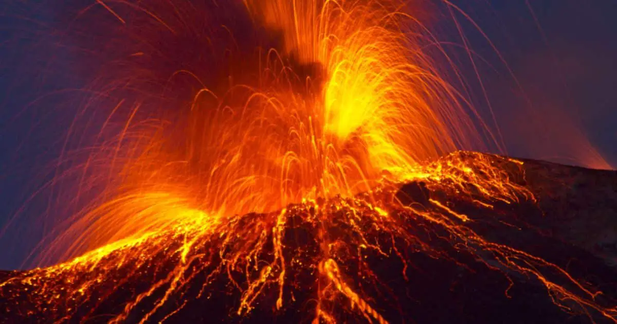 photo of an erupting volcano