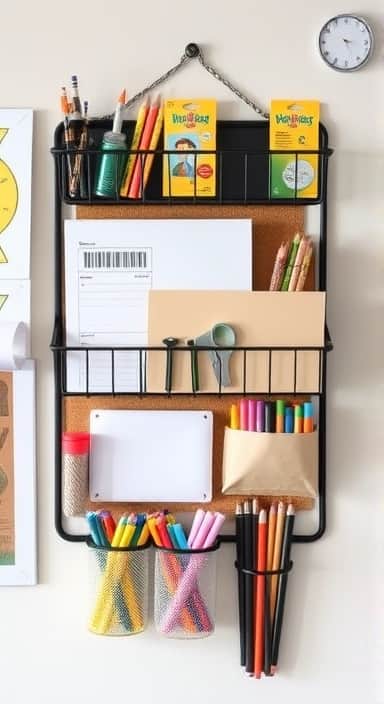homeschool wall hanging storage solution