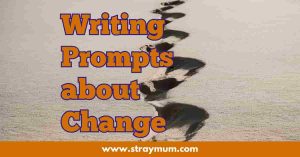Writing prompts about change with a photo of changing footprints in the sand