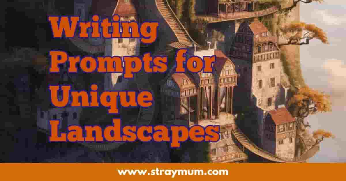 writing prompts for unique landscapes with houses built into a mountain with bridges linking them